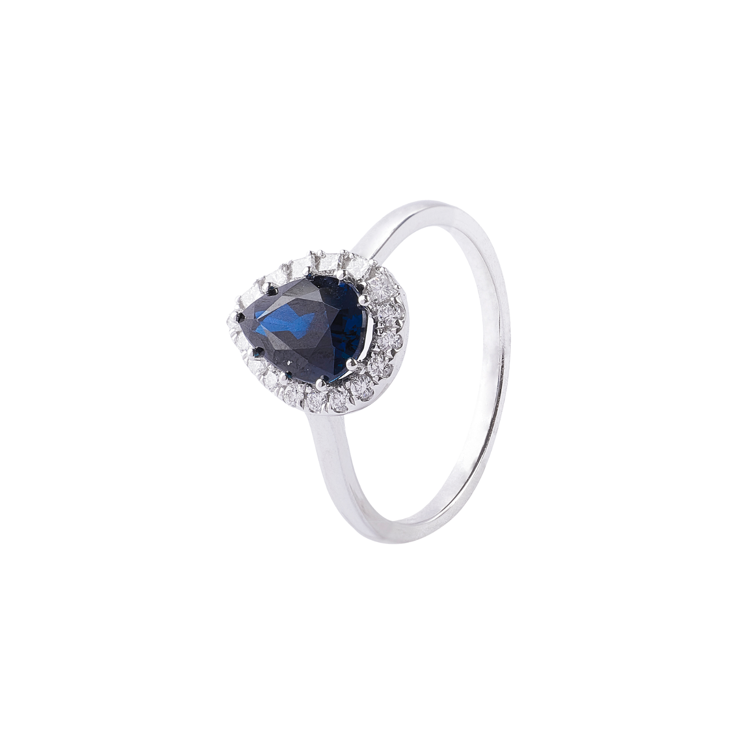 Anillo Oro Blanco 18kt Diamantes 20 Pts y 1,66 Quilates Zafiro 1