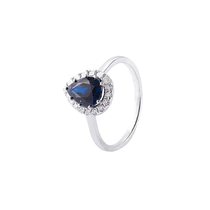 Anillo Oro Blanco 18kt Diamantes 20 Pts y 1,66 Quilates Zafiro