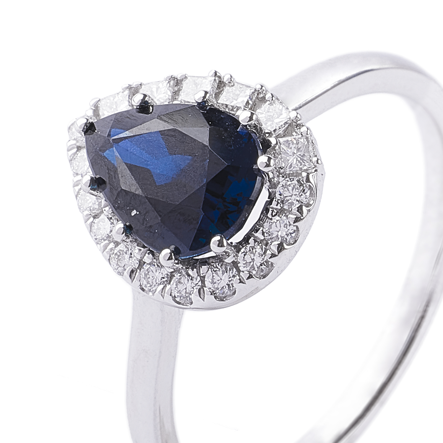 Anillo Oro Blanco 18kt Diamantes 20 Pts y 1,66 Quilates Zafiro 2