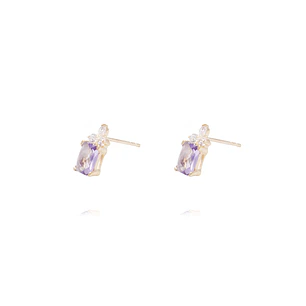 Aros Oro Amarillo 18kt Amatista Cz Y Circonitas