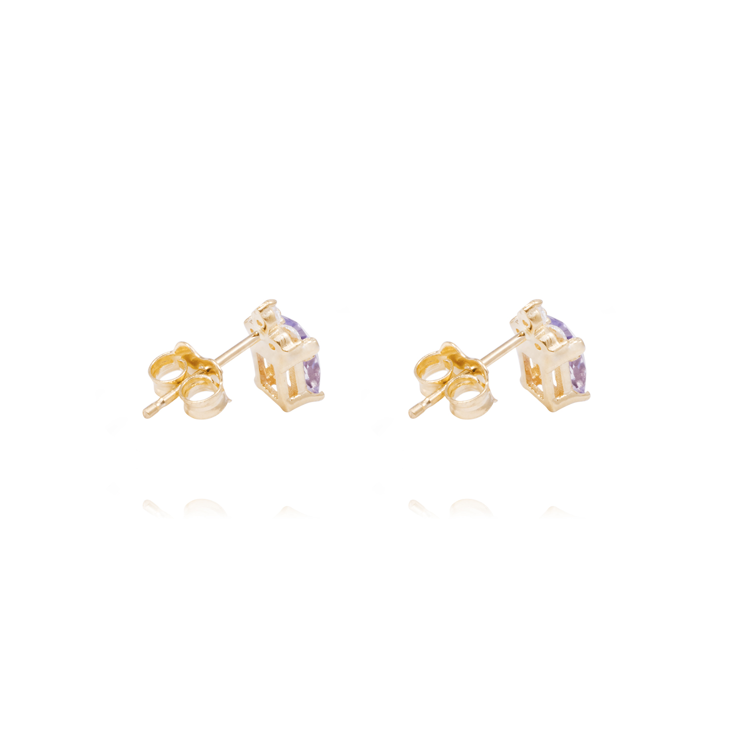 Aros Oro Amarillo 18kt Amatista Cz Y Circonitas 3
