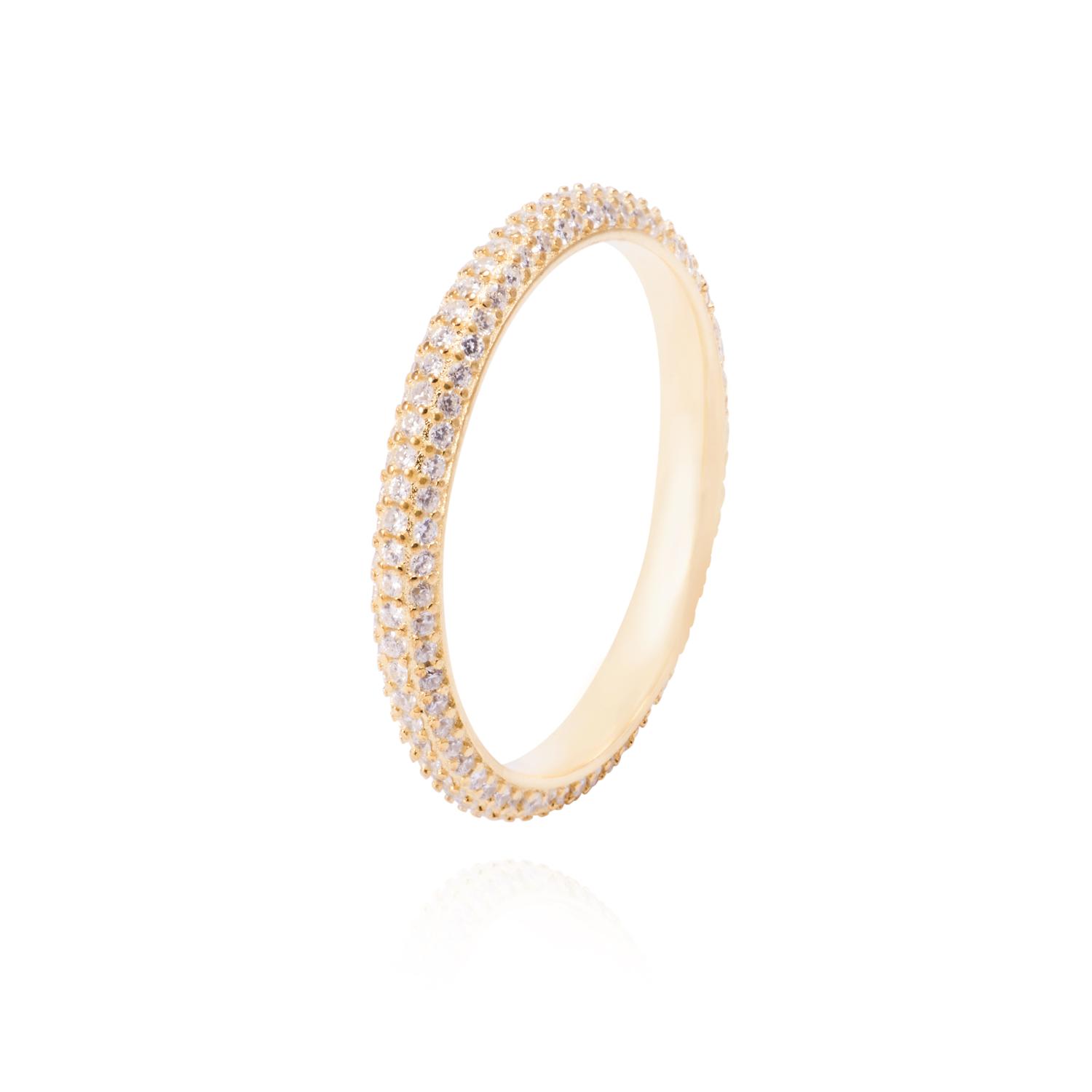 Anillo de Plata Esterlina Sin Fin con Circones Revestido en Oro 18kt 3