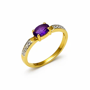 Anillo Oro Amarillo 18kt Luz Amatista