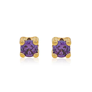 Aros de Oro 18kt Amatista Piedra 2,5mm