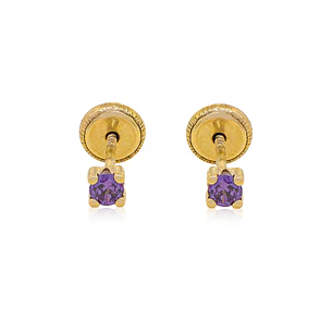 Aros de Oro 18kt Amatista Piedra 2,5mm