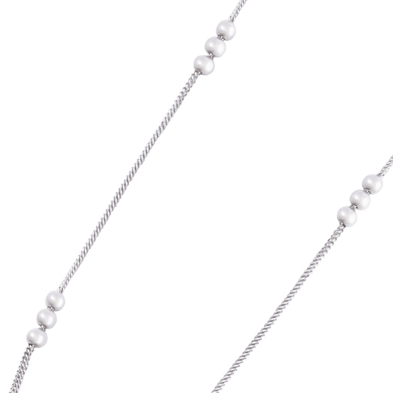 Collar de Plata Esterlina 925 Doble Hilera 3 Pelotas 3