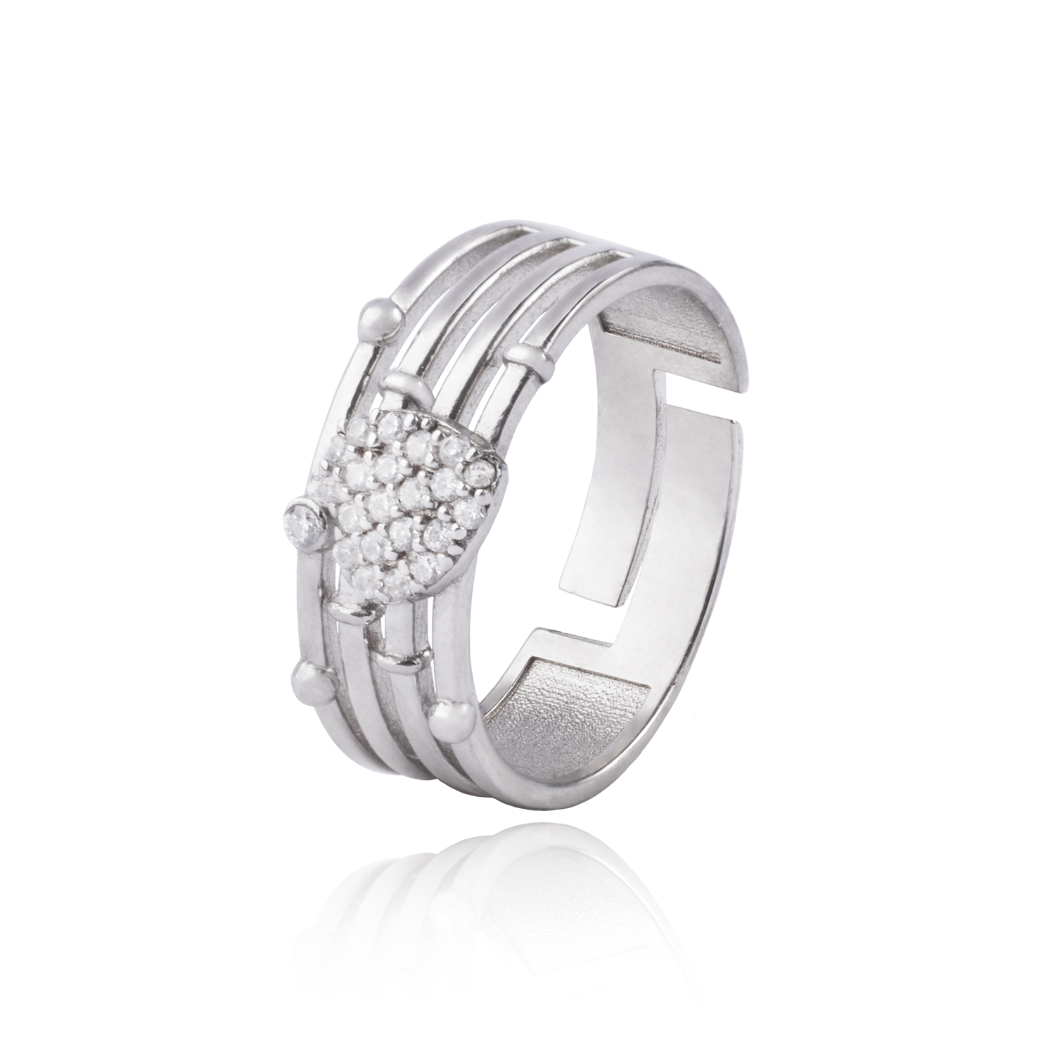 Anillo de Plata Esterlina 925 Corazón y Líneas 1
