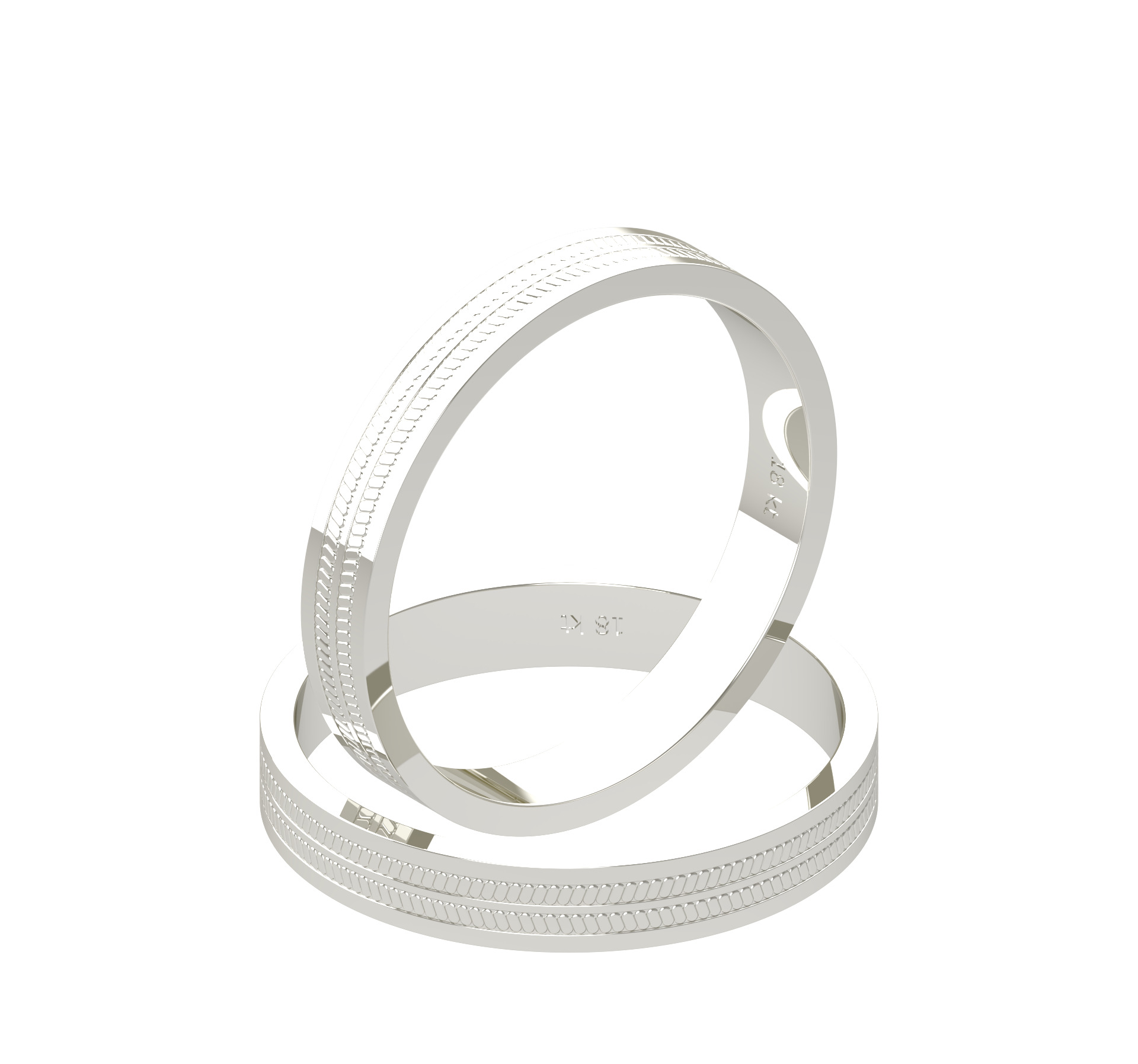 Par Argollas Matrimonio de Oro Blanco 18kt Modelo Treccia 5,0mm 1
