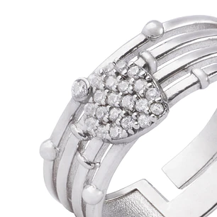 Anillo de Plata Esterlina 925 Corazón y Líneas