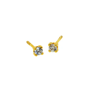 Aros de Oro 14kt Circon Punto Pequeño 2.5mm
