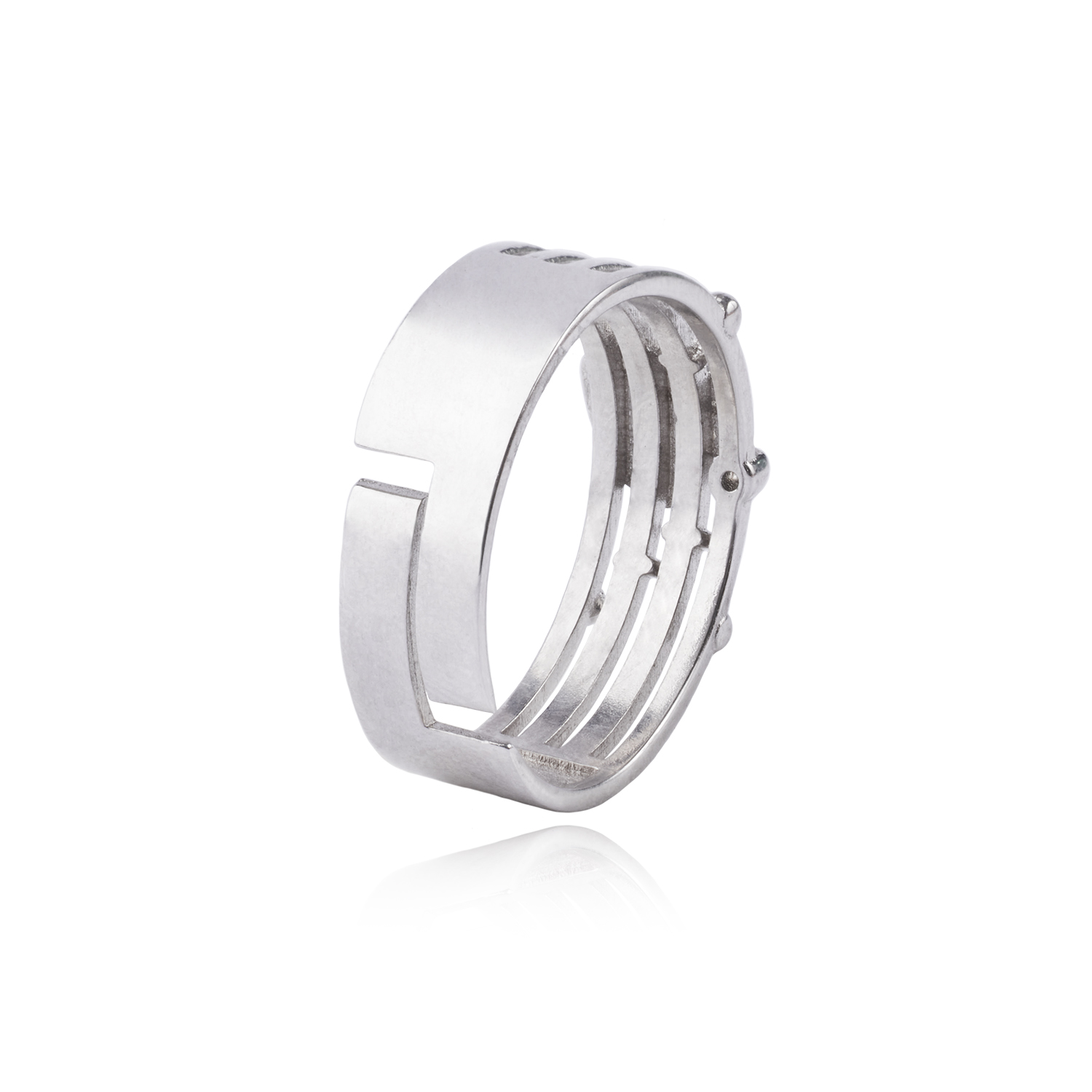 Anillo de Plata Esterlina 925 Corazón y Líneas 3