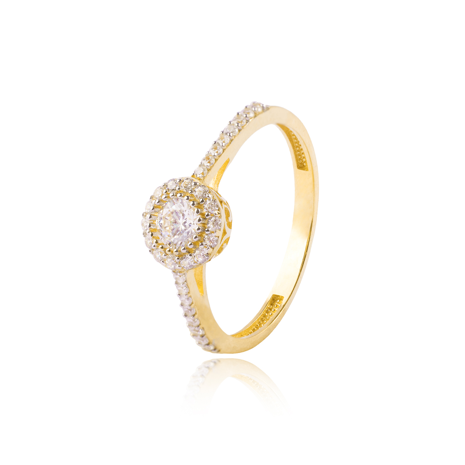 Anillo Compromiso de Oro 18Kt Circon Boton 1