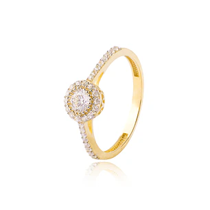 Anillo Compromiso de Oro 18Kt Circon Boton