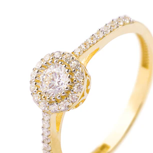 Anillo Compromiso de Oro 18Kt Circon Boton