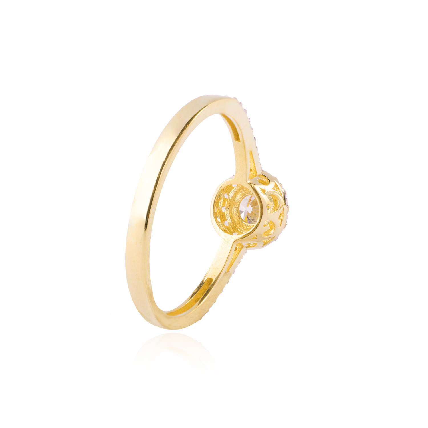 Anillo Compromiso de Oro 18Kt Circon Boton 3