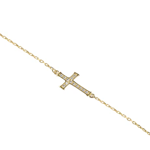 Pulsera de Oro 18kt Cruz Circon