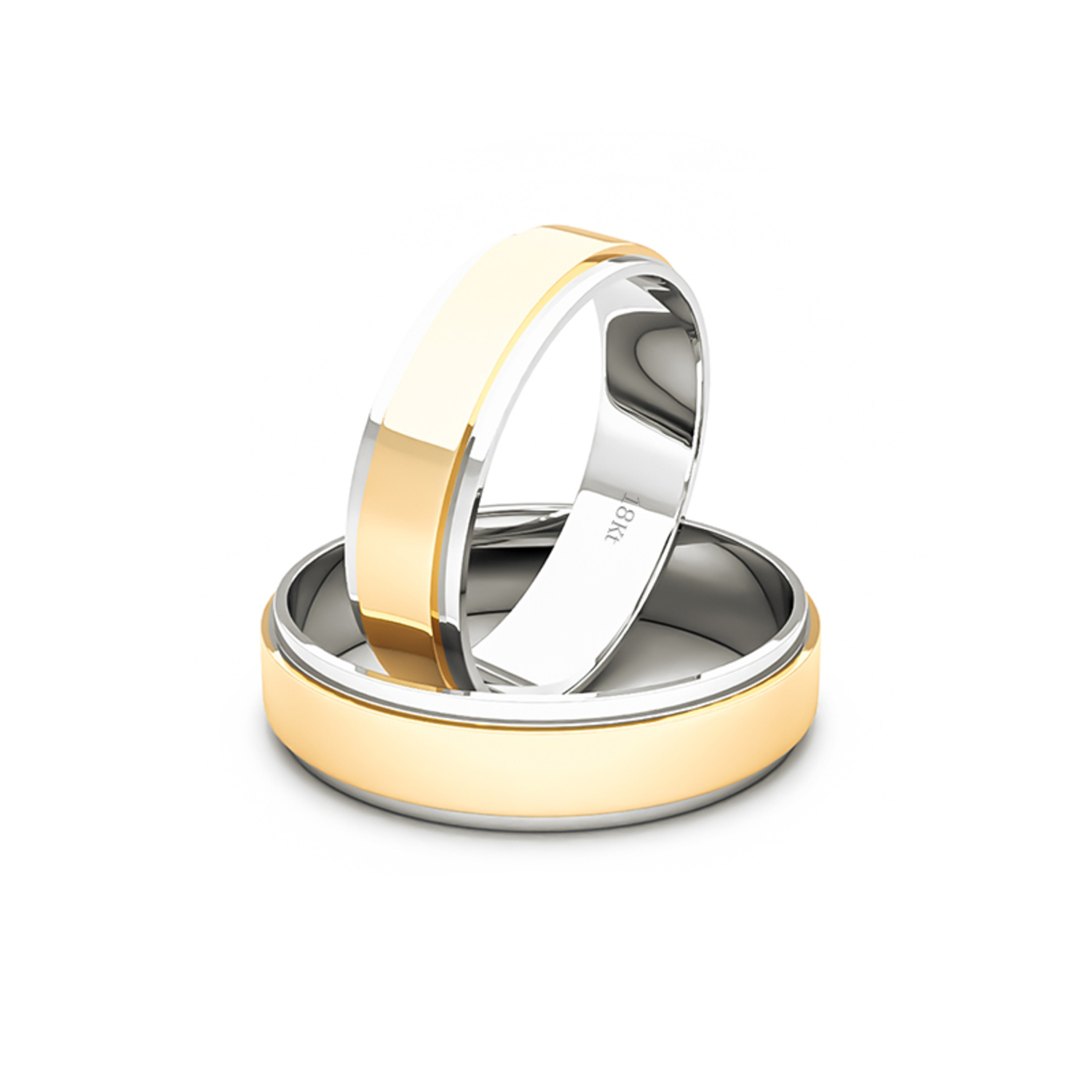 Par Argollas Matrimonio de Oro Bicolor 18kt Modelo Marquise 5,0mm 1