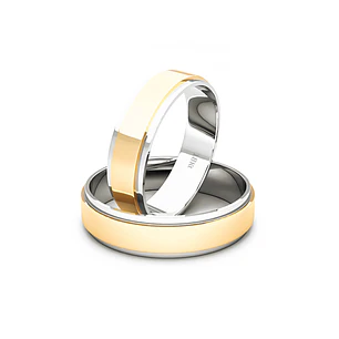 Par Argollas Matrimonio de Oro Bicolor 18kt Modelo Marquise 5,0mm