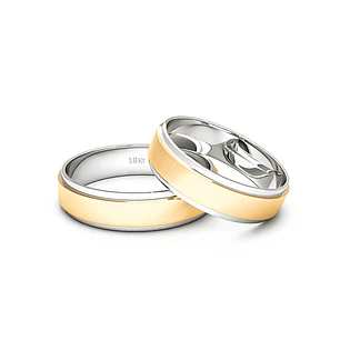 Par Argollas Matrimonio de Oro Bicolor 18kt Modelo Marquise 5,0mm