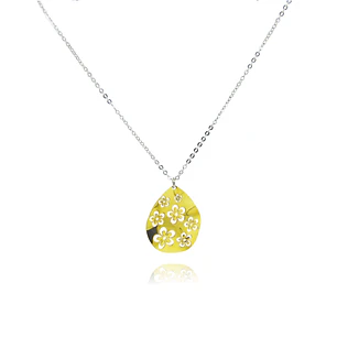 Collar de Plata Colgante de Flores Revestido en Oro 18kt