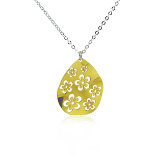 Collar de Plata Colgante de Flores Revestido en Oro 18kt