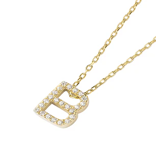 Collar de Plata Esterlina 925 Letra B Circon Revestido en Oro 18kt
