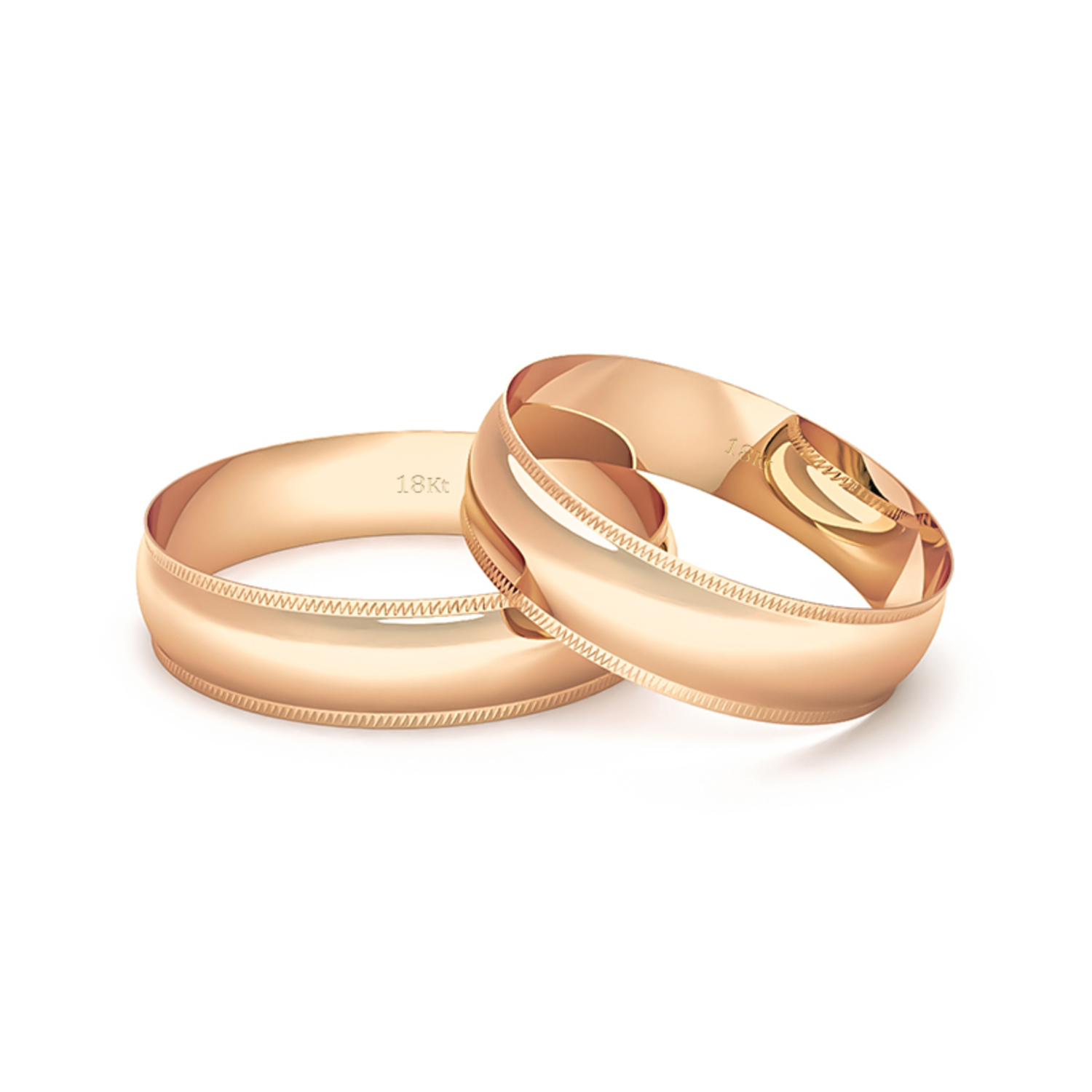 Par Argollas Matrimonio de Oro Miel 18kt Alejandrina de 5,0mm 3