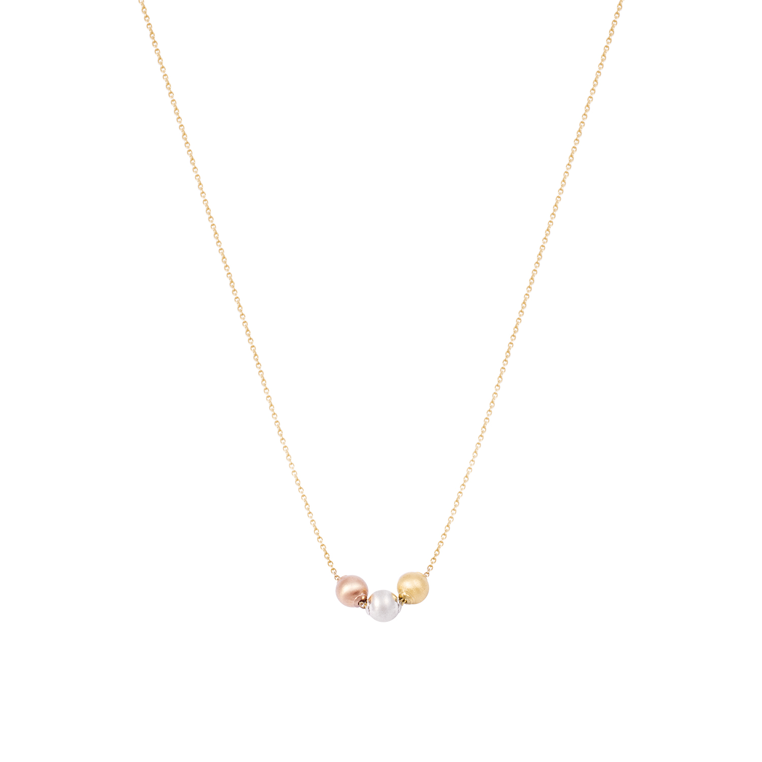 Collar Oro Amarillo 18kt 3 Bolitas Tricolor 3
