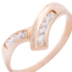 Anillo Oro Miel 18kt Gaviota en Circonitas