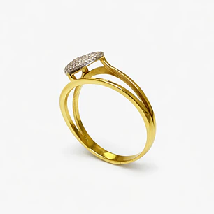 Anillo Oro Amarillo 18kt Corazón Blanco