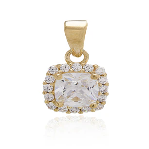 Colgante de Oro 18kt Circon Cuadrado