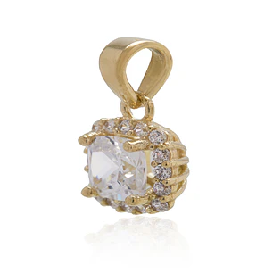 Colgante de Oro 18kt Circon Cuadrado