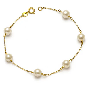 Pulsera Oro Amarillo 18Kt Perlas Cultivadas 4mm