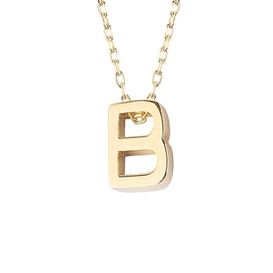 Collar de Plata Esterlina 925 Letra B Revestido en Oro 18kt