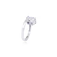 Anillo Oro Blanco 18kt Circonita Azul Cuadrada y Cintillo - Miniatura 3
