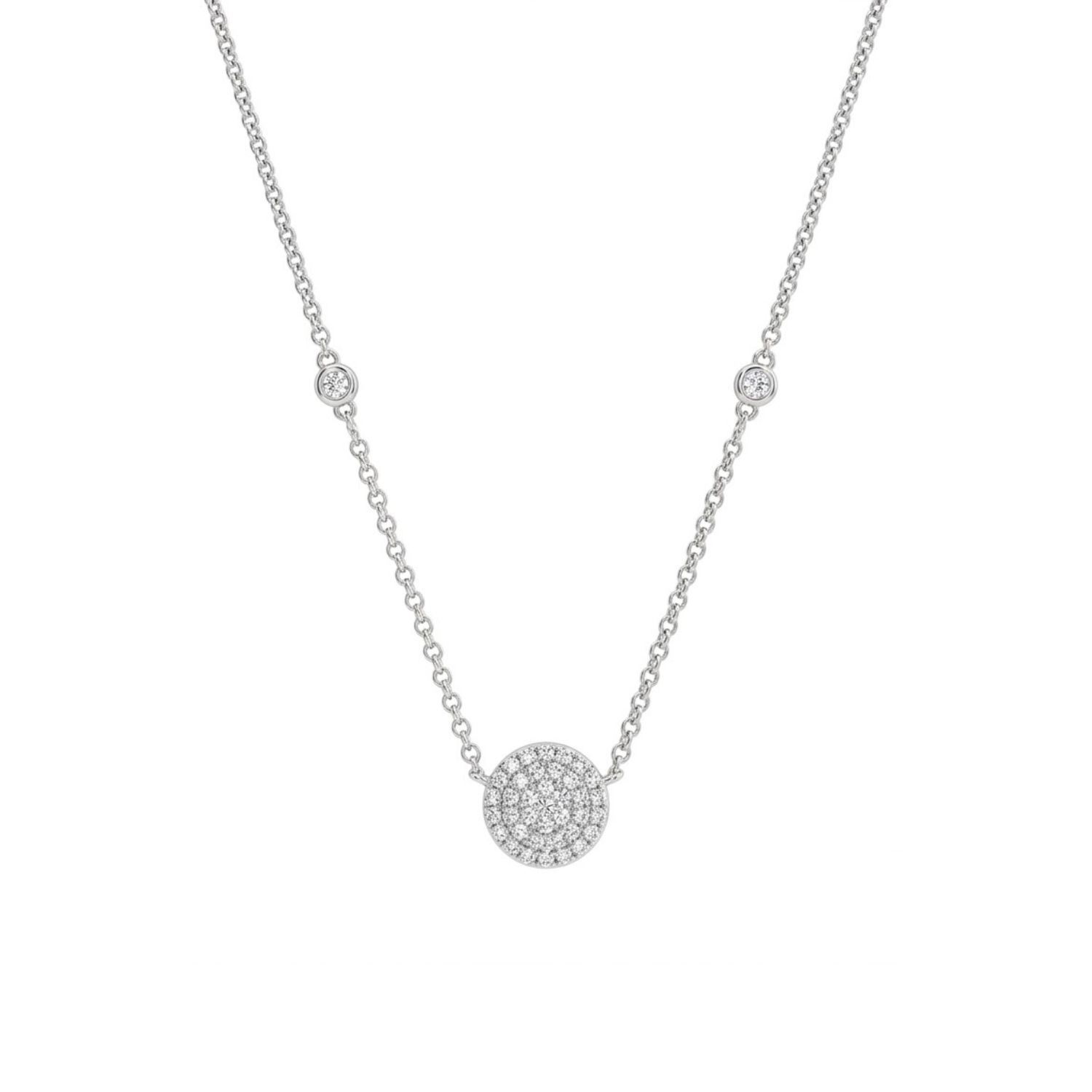 Collar Oro Blanco 18kt Circulo Diamantes 31Pts 3