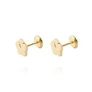 Aros de Oro 18kt Flor Corazón Liso