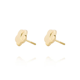 Aros de Oro 18kt Flor Corazón Liso