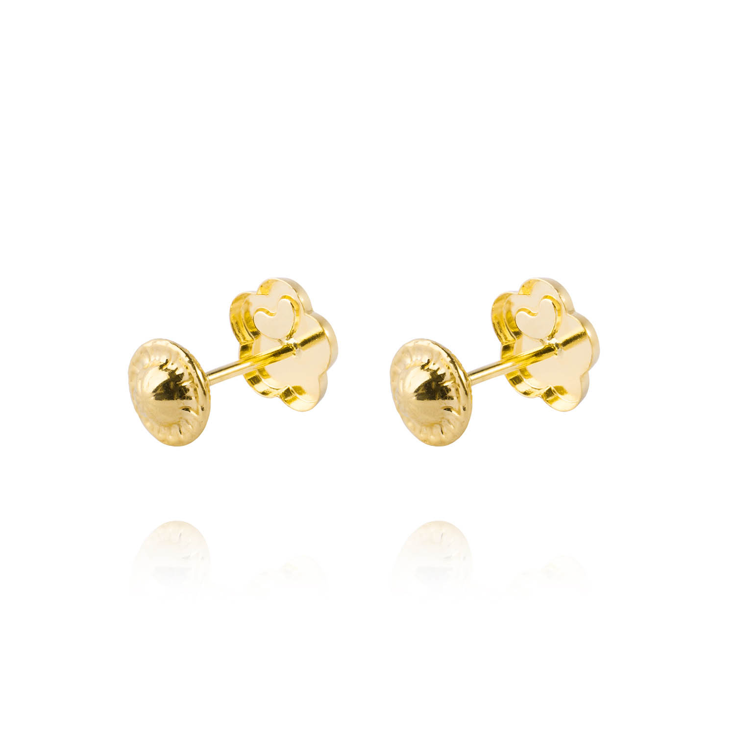 Aros de Oro 18kt Flor Corazón Liso 3