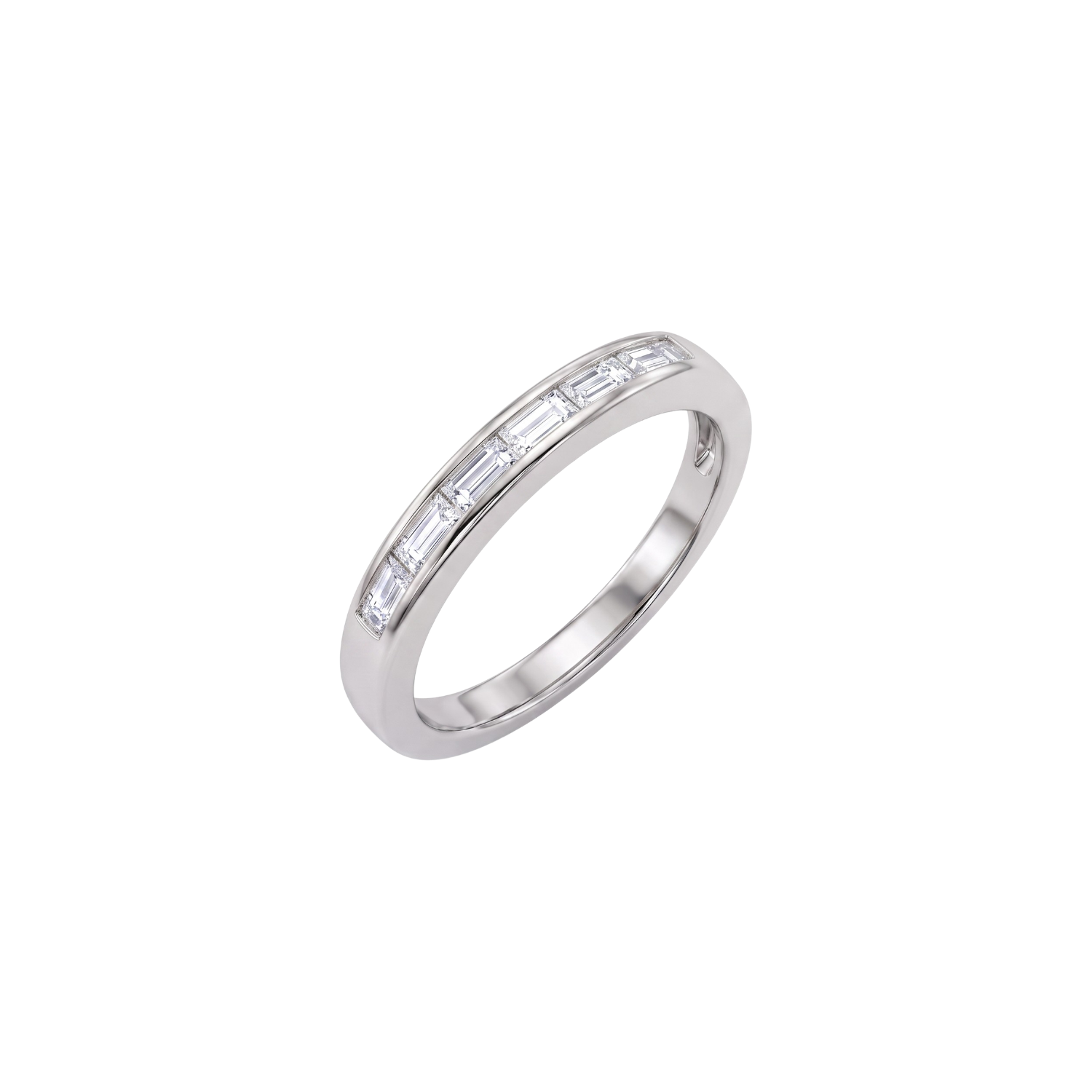 Anillo de Plata Esterlina 925 Riel Circon Baguette 1