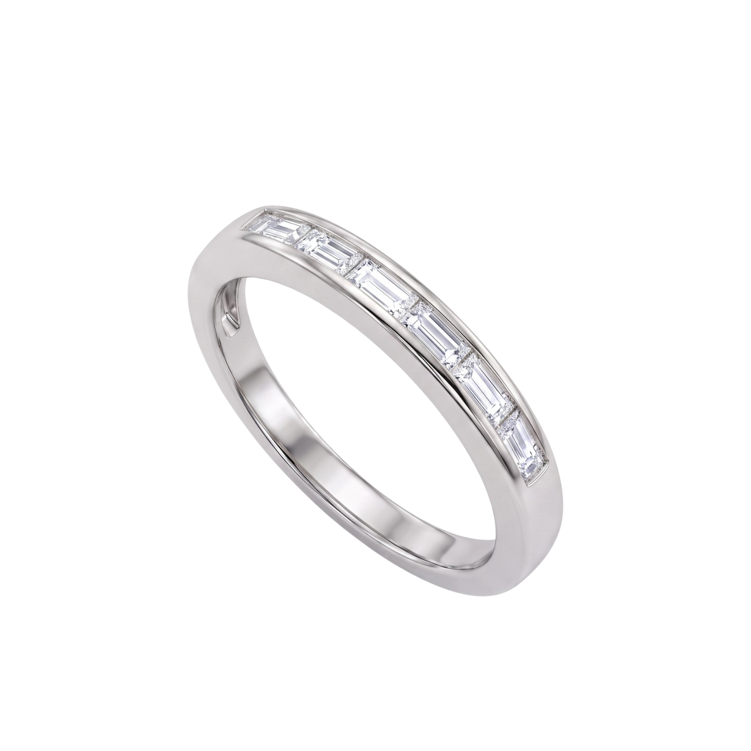 Anillo de Plata Esterlina 925 Riel Circon Baguette 2