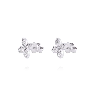 Aros de Oro 18 kt Trébol 32 puntos de diamante