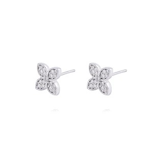 Aros de Oro 18 kt Trébol 32 puntos de diamante