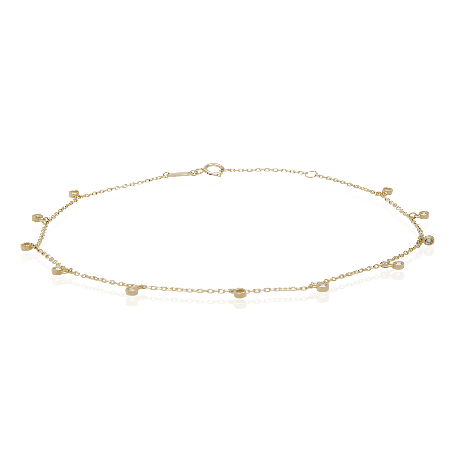 Pulsera de Oro 18kt Pulsera Tobillera Circon Colg 2