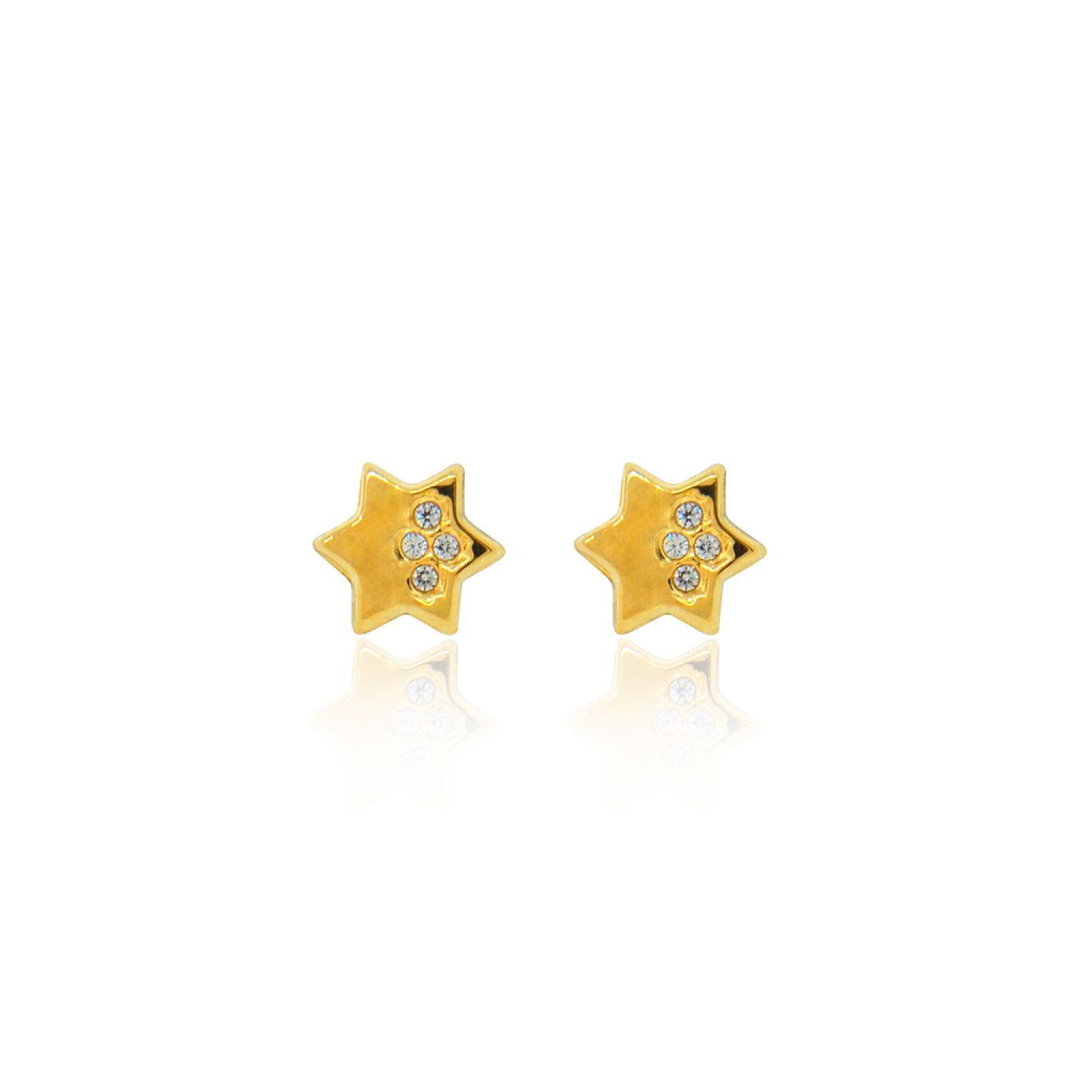 Aros de Oro 18kt Estrella 8 Circonitas 1,0mm 2