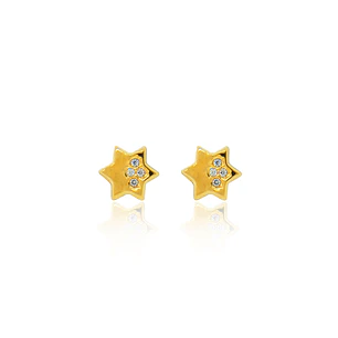 Aros de Oro 18kt Estrella 8 Circonitas 1,0mm