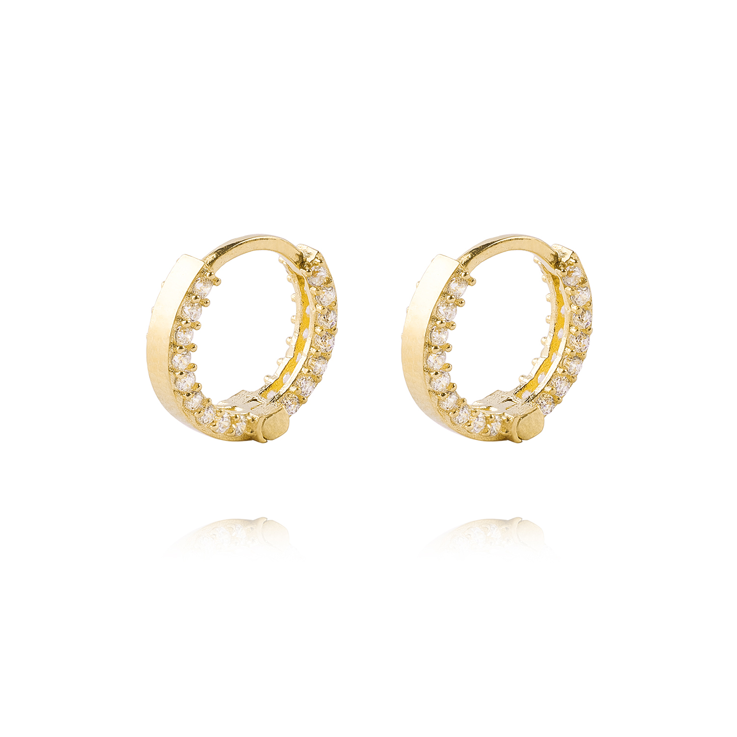 Aros de Oro 18kt Argollas Circon de 8,0mm 1