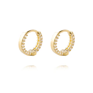 Aros de Oro 18kt Argollas Circon de 8,0mm