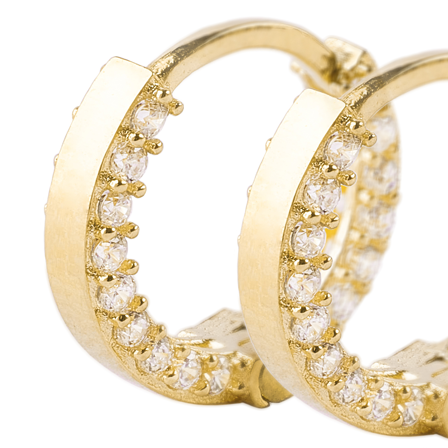 Aros de Oro 18kt Argollas Circon de 8,0mm 2