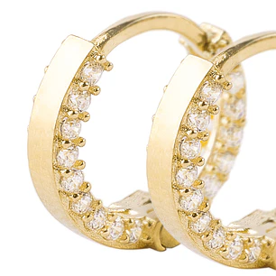 Aros de Oro 18kt Argollas Circon de 8,0mm